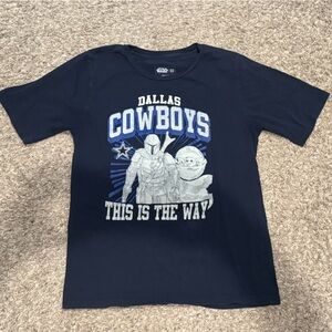 Star Wars Navy Blue NFL Dallas Cowboys This Is The Way Kids XL T-shirt EUC